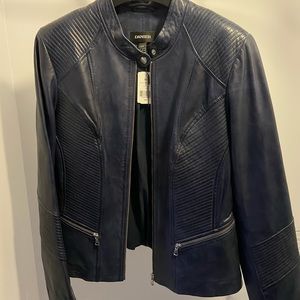Danier navy blue leather jacket